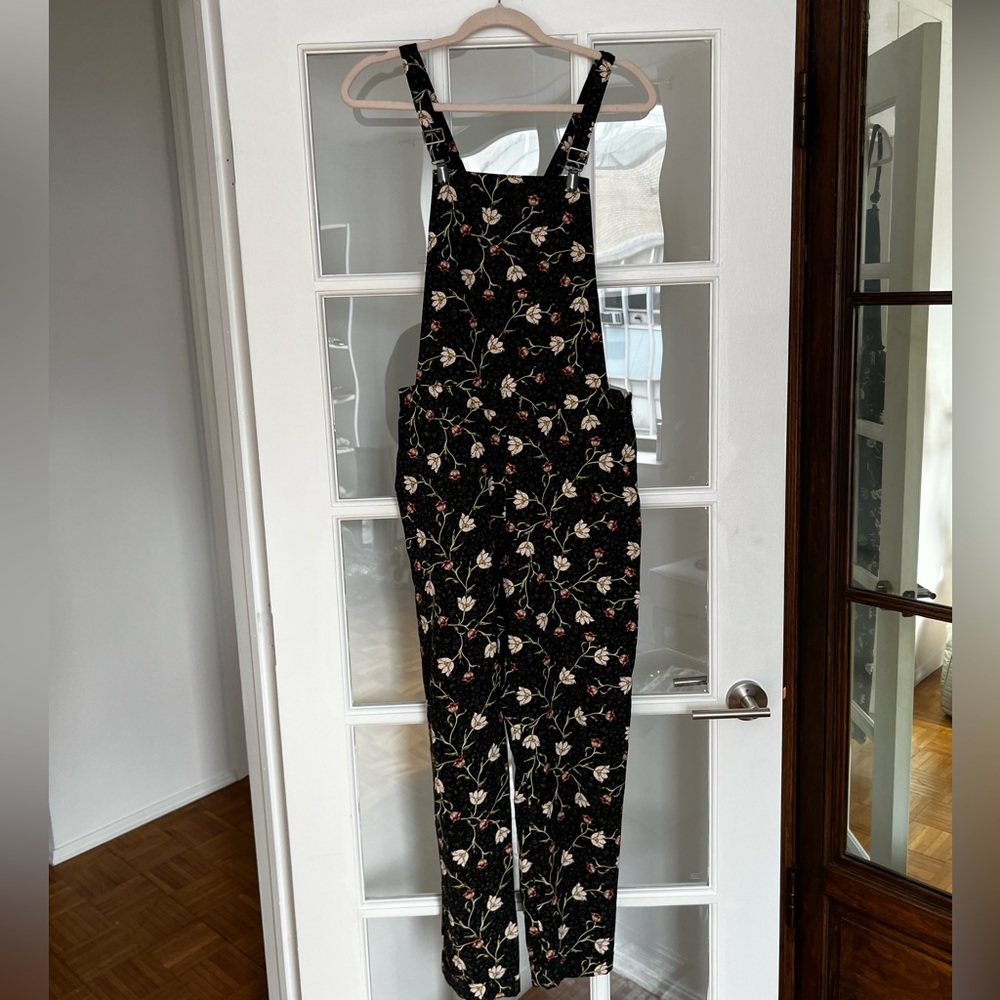 Garden print overalls.